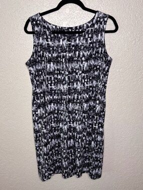RN by Ronni Nicole Black Gray White Geometric Print Dress Women's Size M